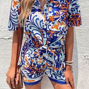 Patterned Two Piece Short Set
